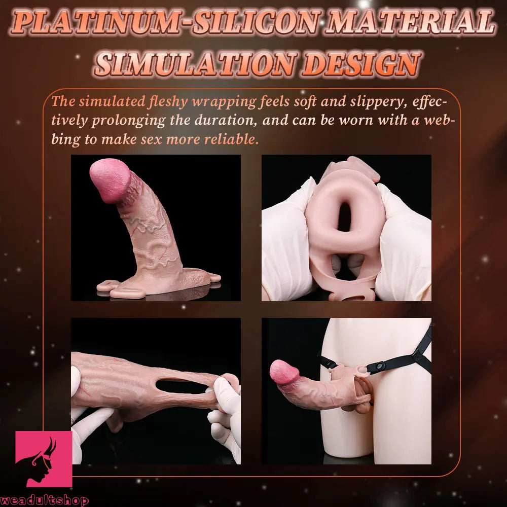 6.37in Real Feeling Strap on Penis Extender Cock Sleeve Dildo For Clit Love