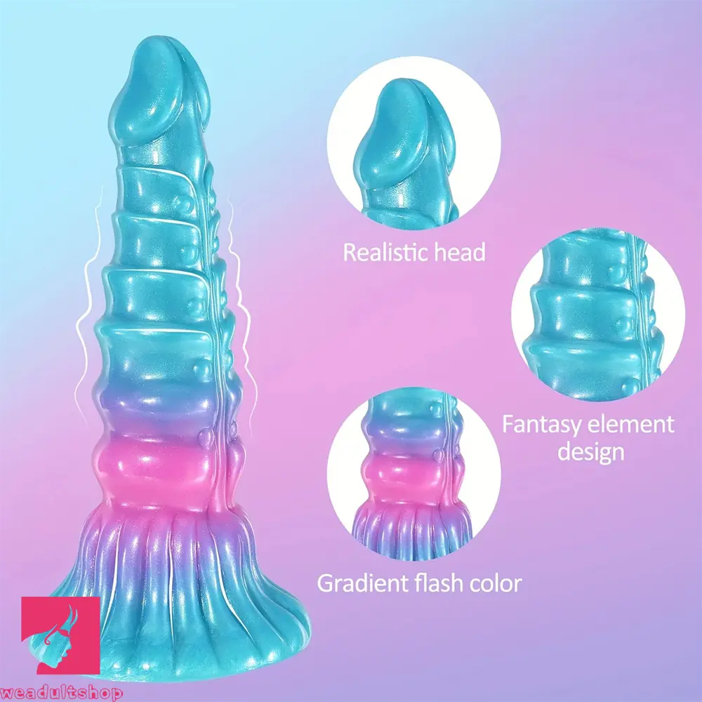 9in Gradient Faux Penis Anal Soft Blue-Pink Gradient Fantasy Odd Dildo