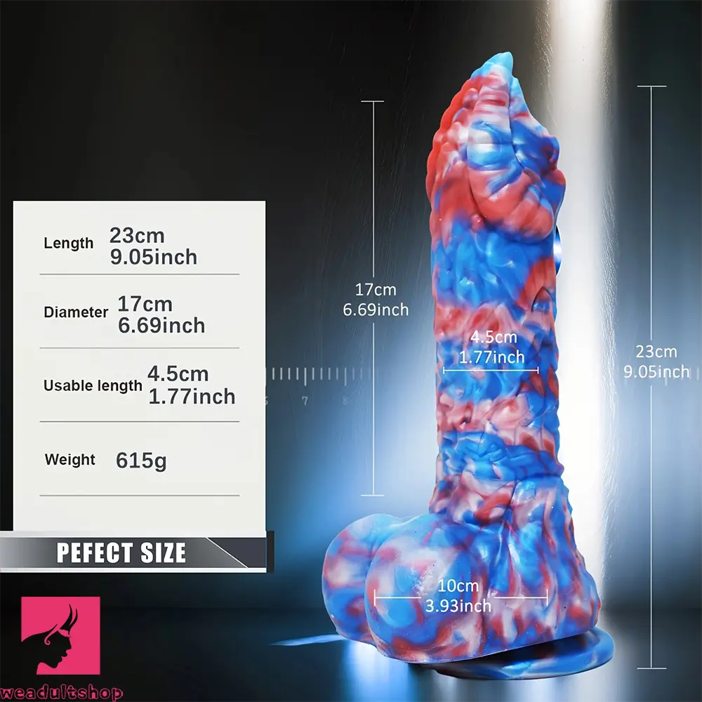 9.05in Monster Silicone Non-Realistic Fantasy Penis Dildo Female Clit Sex Toy