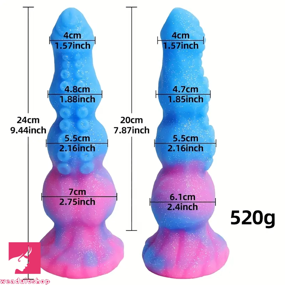 9.44in Starry Night Light Tentacle Anal Plug Cock Silicone Large Dildo