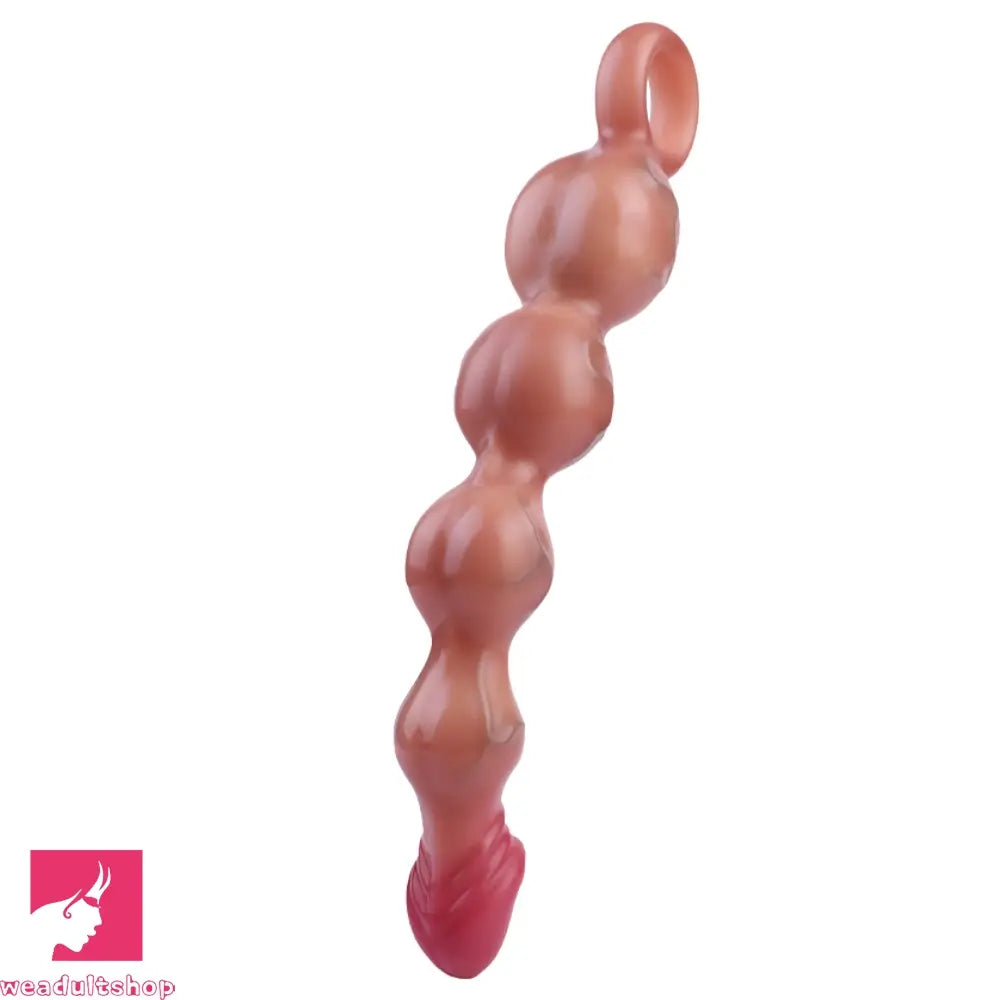 10.8in Big Vibrating Silicone Soft Pulling Beads Odd Dildo With 3 Motors