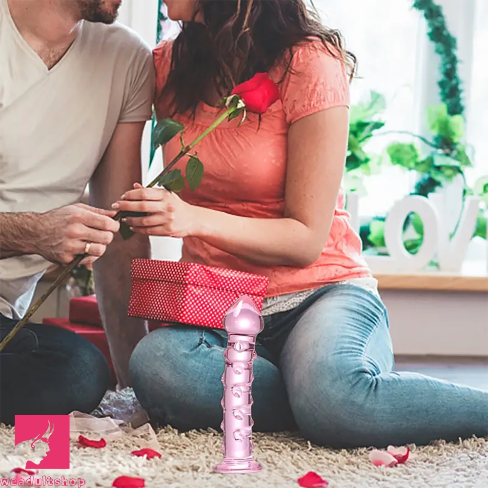 6.61in Clear Glass Adult Sex G-spot Spiked Dildo G Spot Stimulation Toy