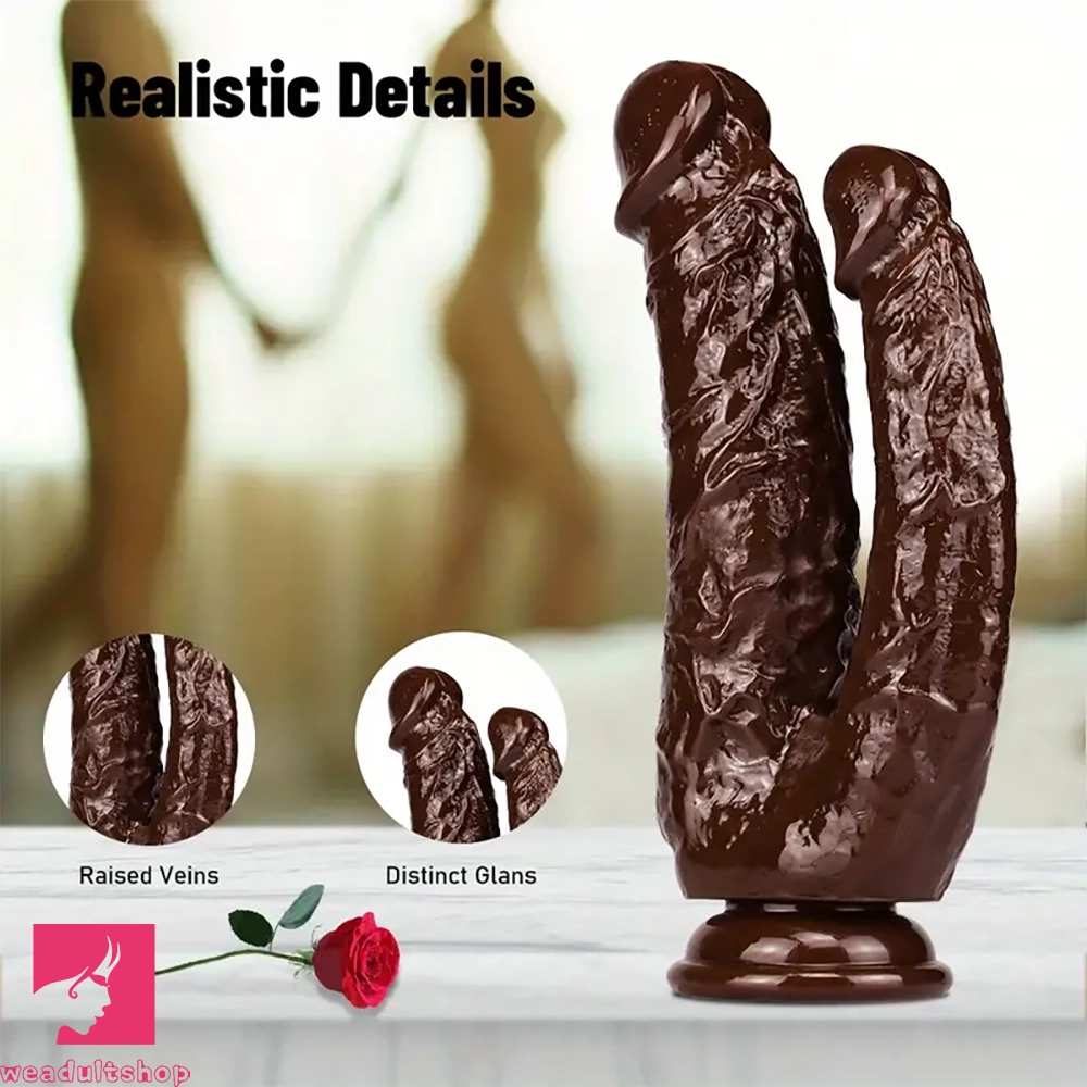 8.26in Double-Ended PVC Dildo Realistic Soft Anal Sex Toy For Lesbian