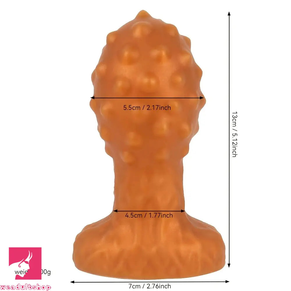 5.12in Spiked Butt Plug Dildo Ultra-Soft Liquid Silicone G-Spot Clit Massager