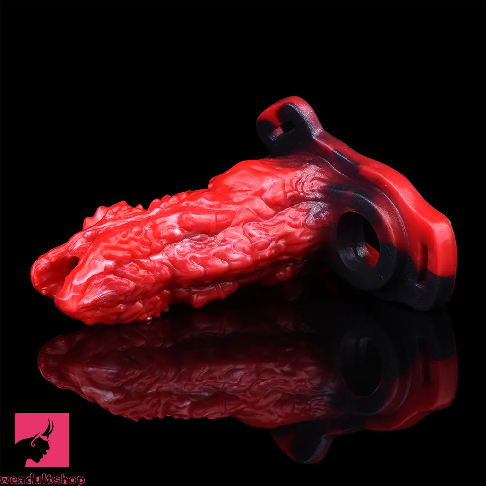 5.62in Hollow Dildo Built-in Keel Vibration Remote Strapon Animal Penis Sleeve