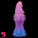 8.66in Silicone Spiked Fantasy Dildo Colorful Gradients Wearable Anal Plug