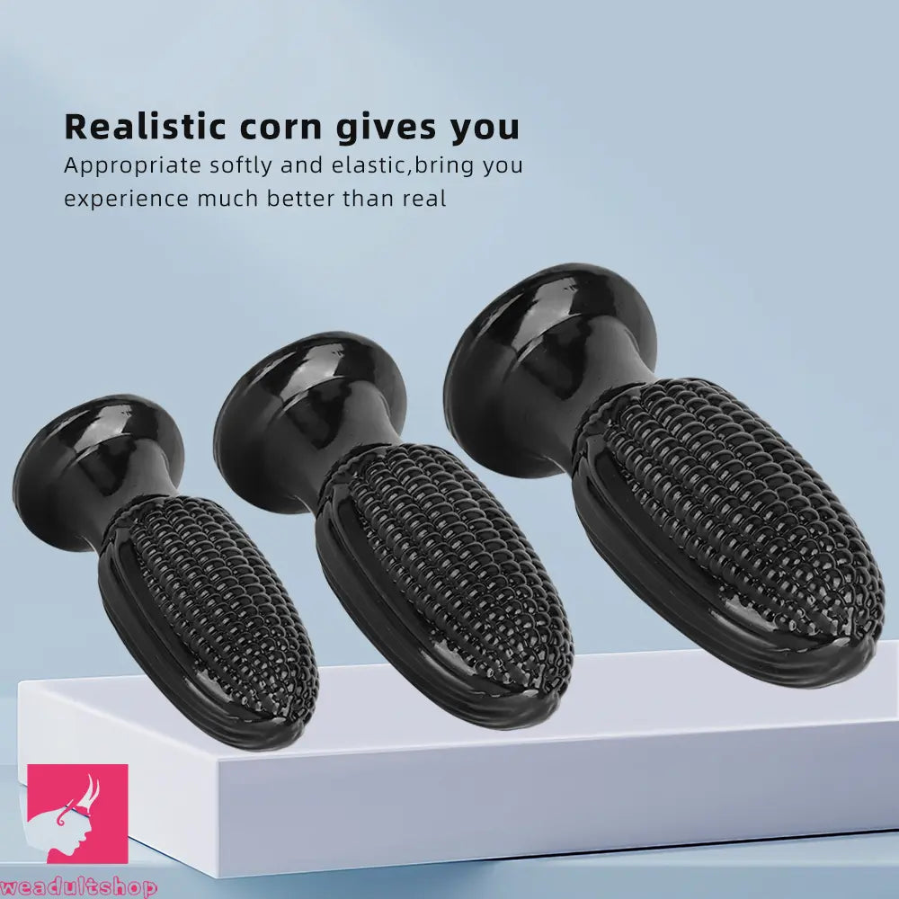 5.9in 6.7in 8.07in Black PVC Thread Granules Corn Dildo For Anal Cock