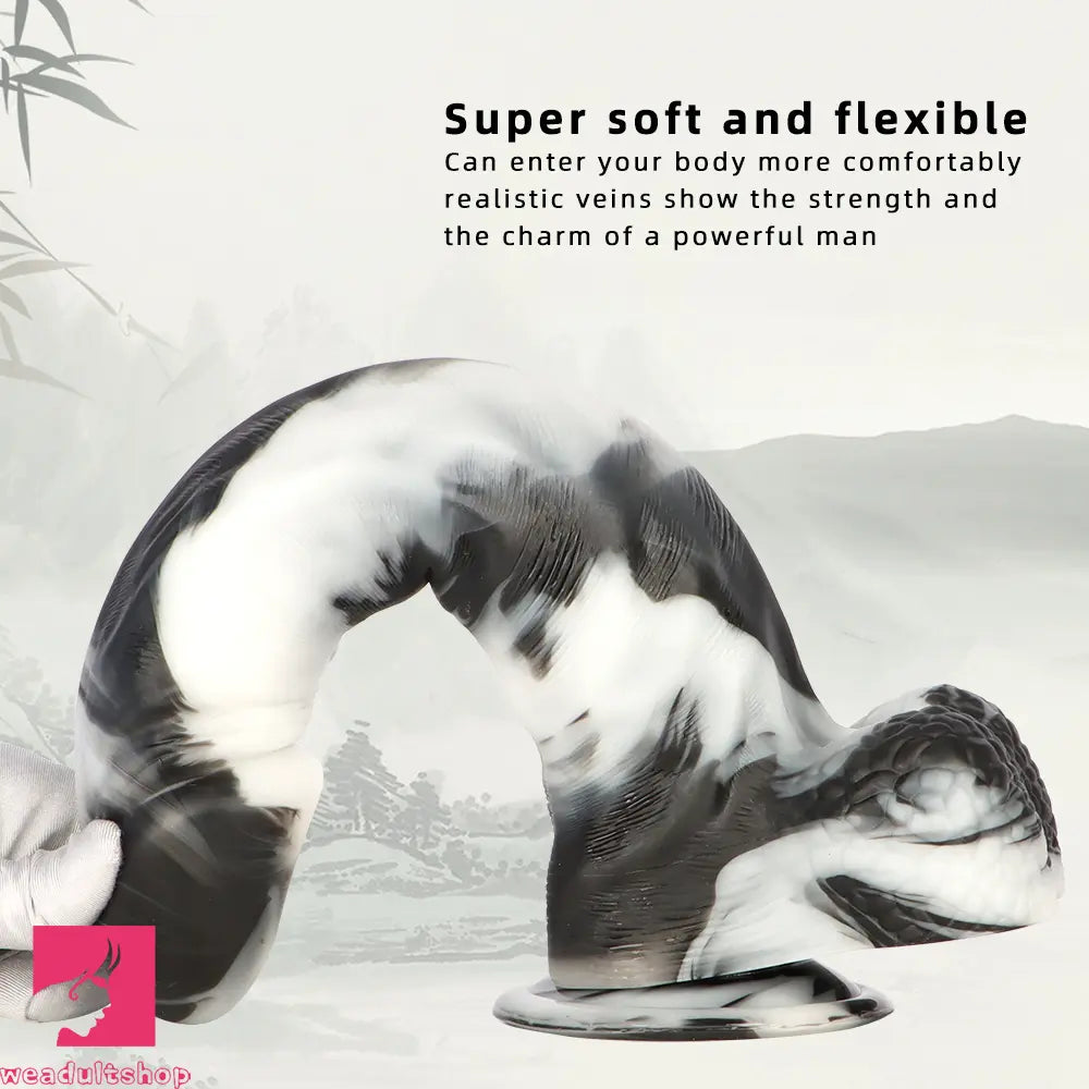 13.38in Black White Mixed Color PVC Extra Huge Long Thick Male Dildo
