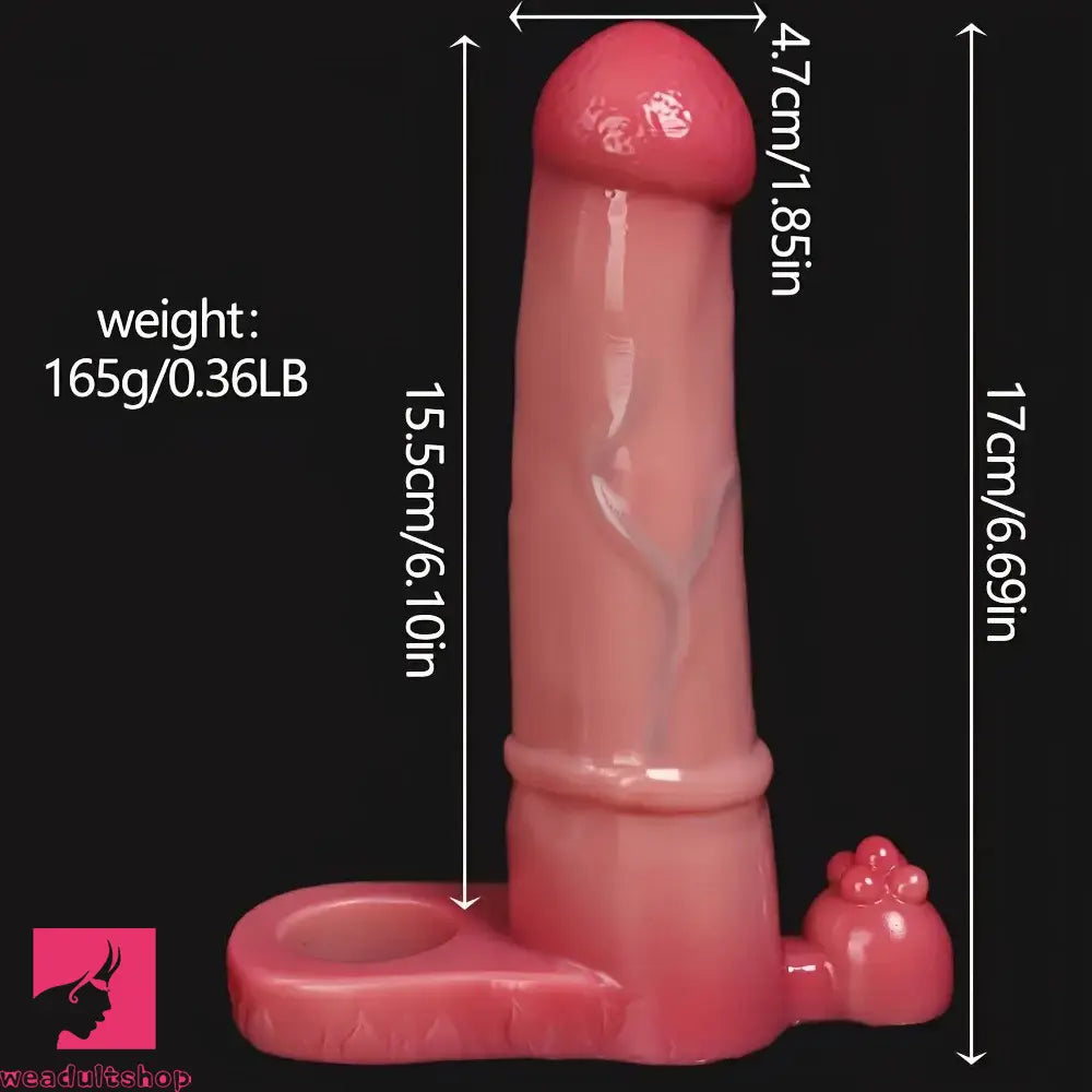 6.69in Male Penis Sleeve Soft & Elastic Reusable Hollow Dildo Cock Sleeve