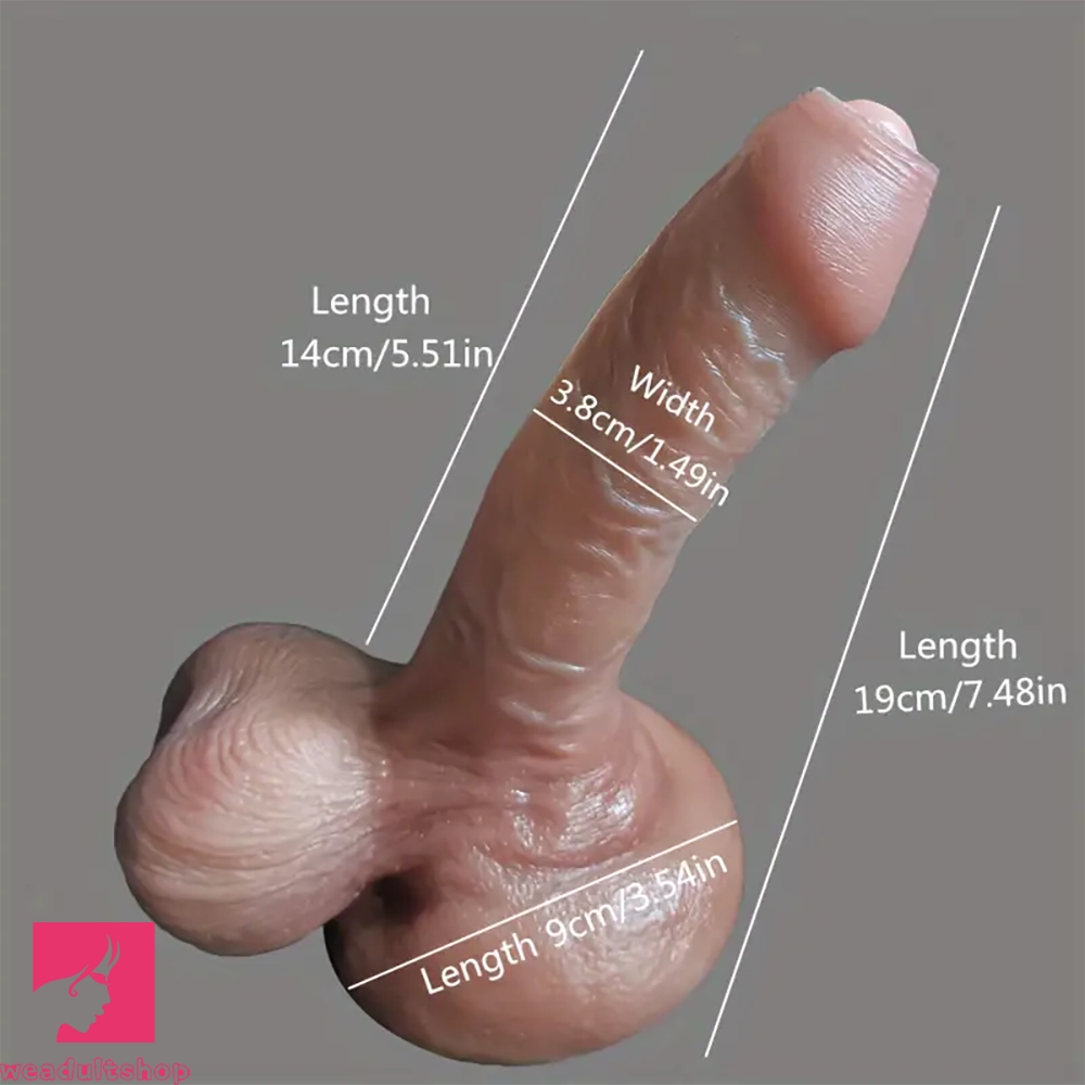 7.48in Beautiful Foreskin Uncut Dildo With Scalp Layer Slide Prostate Adult Toy