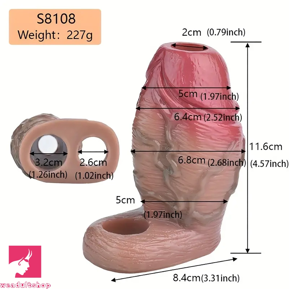 4.57in Thick Realistic Open-Ended Liquid Silicone Hollow Cock Penis Sleeve