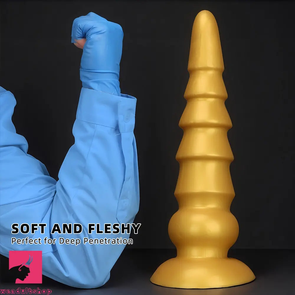 7.87in 11.41in 14.17in Golden Silicone Soft Anal Plug Dildo For Women Toy