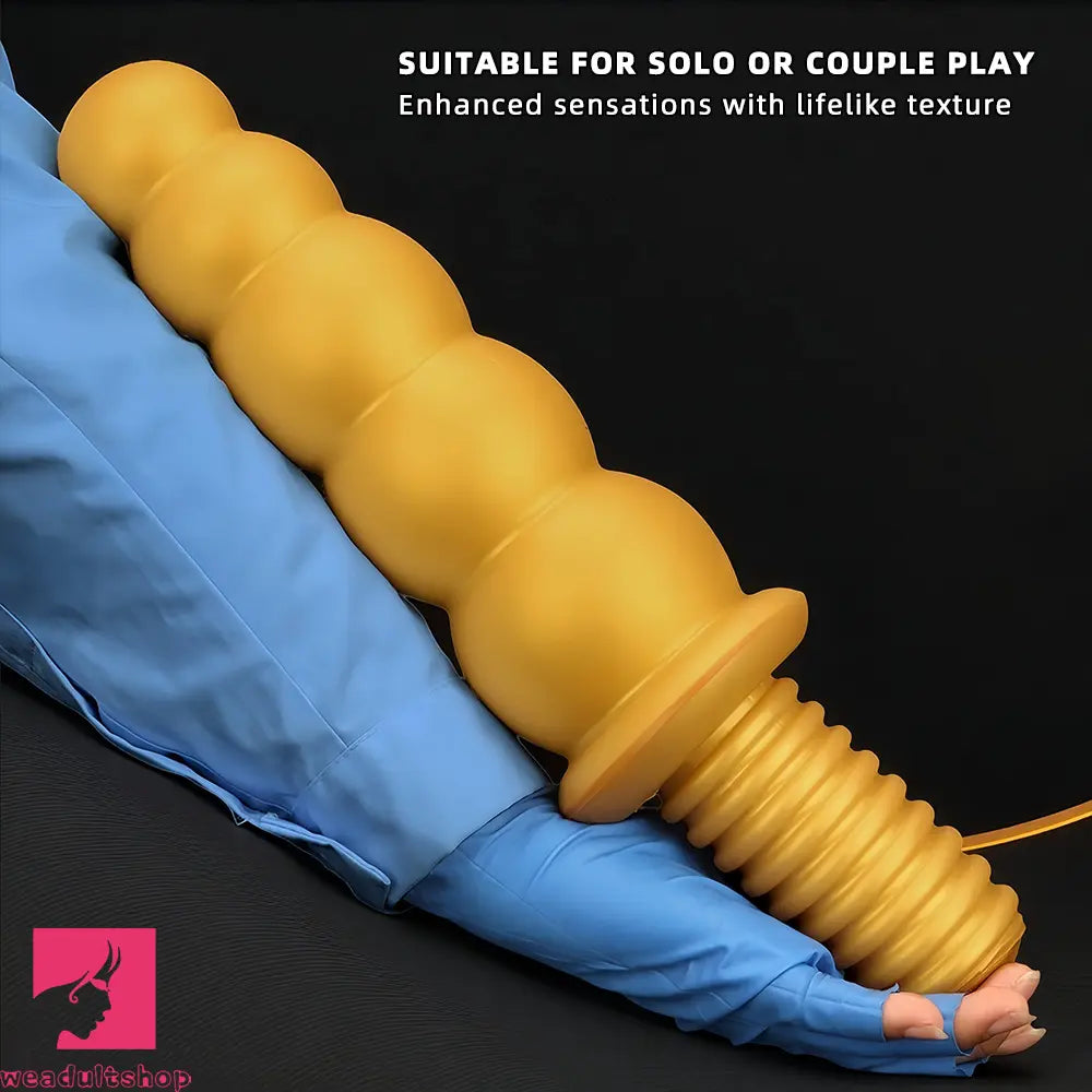 10.62in 14.56in Gold Silicone Anal Plug Dildo With Handle For Love Sex