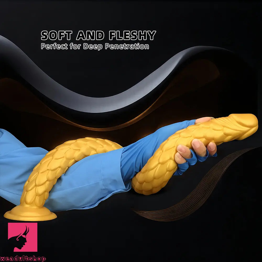 24.4in Gold Silicone Extra-long Scales Huge Dildo For Women Men Cock