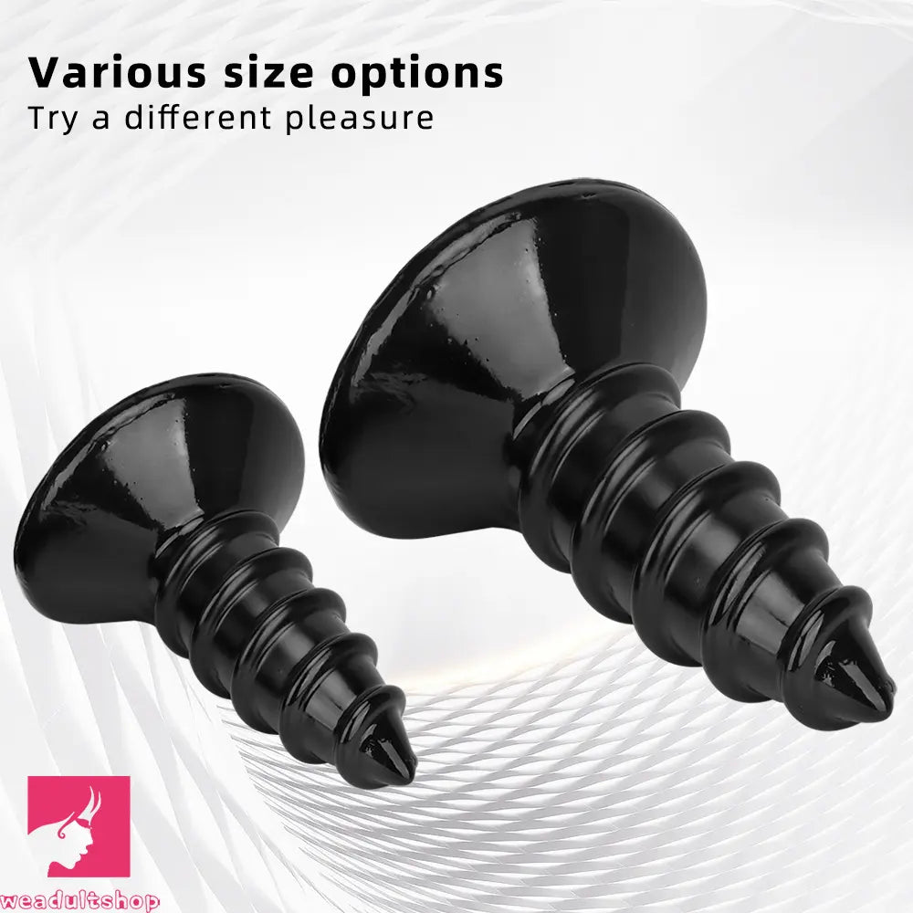 9.05in 11.22in Black Oversized Screw Giant PVC Penis Anal Plug Fat Dildo