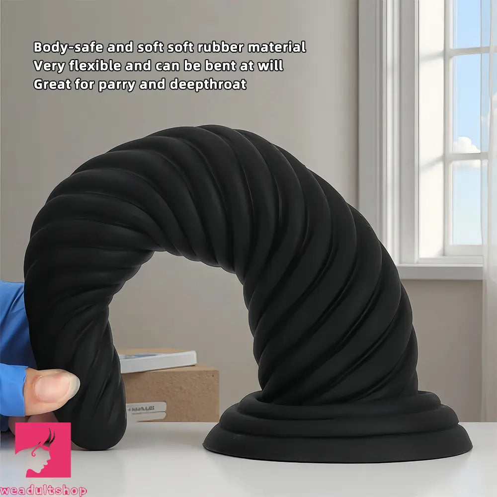 8.26in 10.43in 12in Silicone Thread Black Big Soft Dildo Anal Masturbator