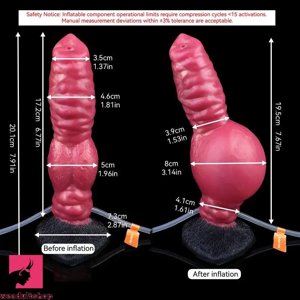 7.91in Dog Ejaculating Inflatable Silicone Soft Dildo For Women Cock Toy