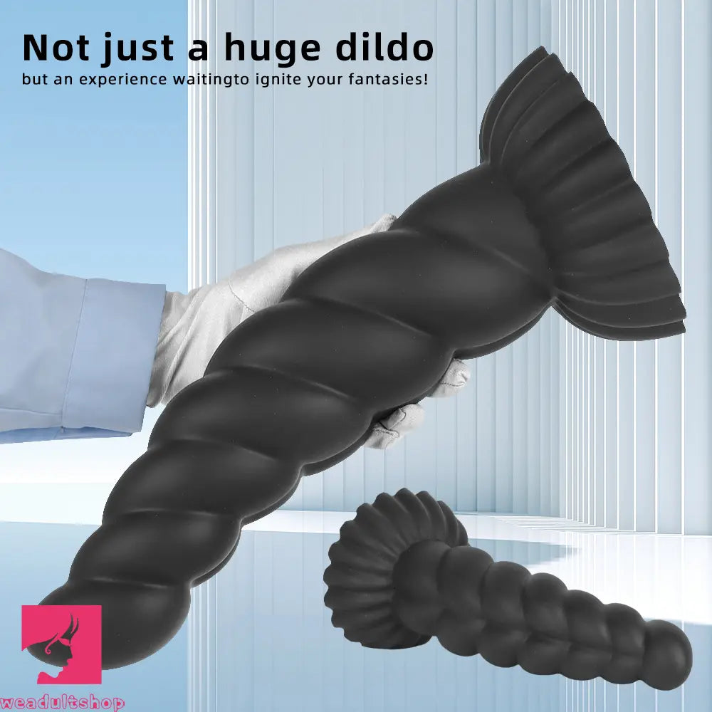 14.76in Silicone Black Extra Large Thick Anal Plug Dildo For Masturbation