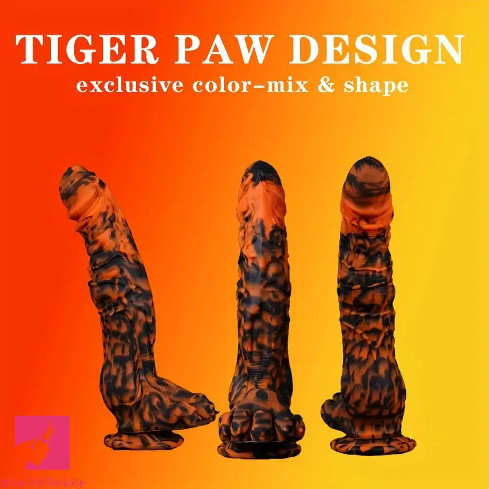 11.4in Silicone Monster Tiger Paw Shaped Massage Thick Anal Odd Dildo