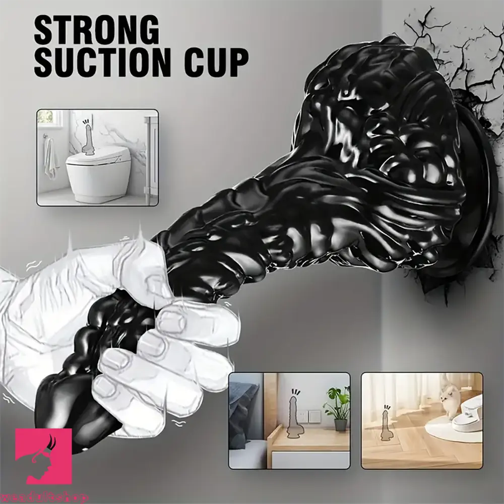 9in Dragon Big Black Fantasy Penis Scales Spiked PVC Cock Dildo