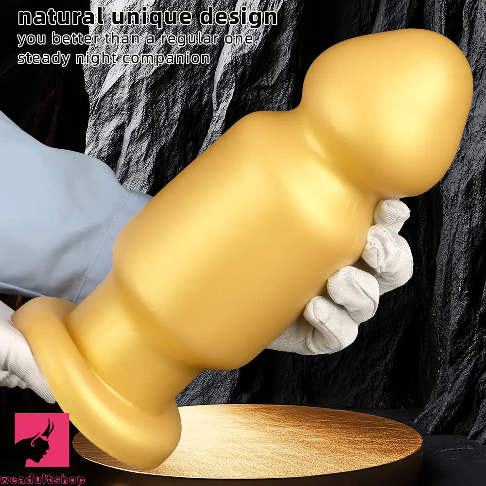 7.87in 11.22in Golden Silicone Soft Big Anal Plug Dildo For Clit Expansion