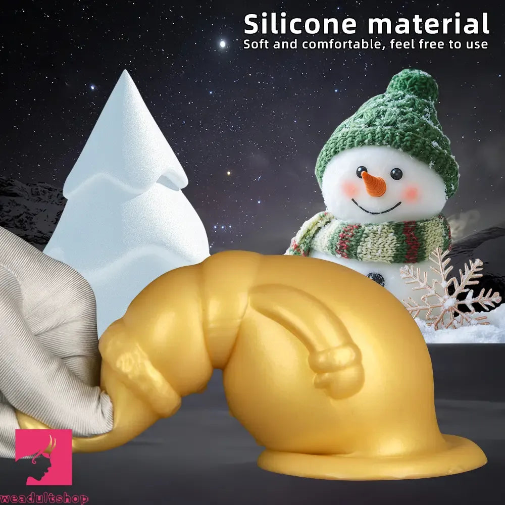 6.3in Snowman Silicone Soft Extra Golden Butt Plug Dildo For Clit Flirting