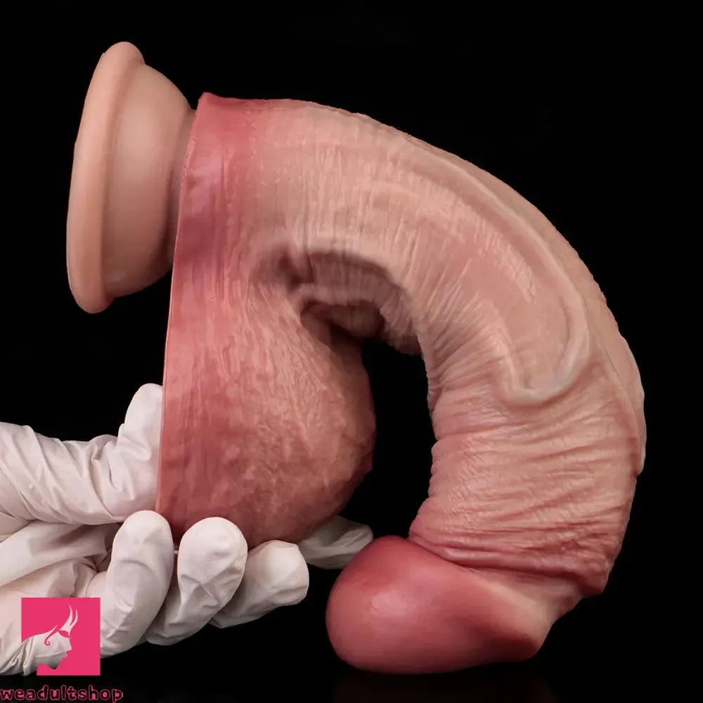 7.95in Double-layer Liquid Silicone Skin-like Soft Dildo Orgasm Cock Toy
