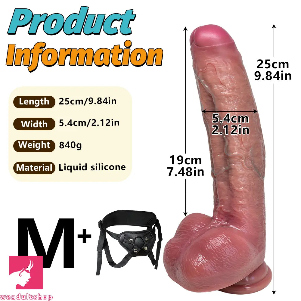 8.07in 9.84in 12in Dual Density Silicone Foreskin Uncut Strap on Real Dildo