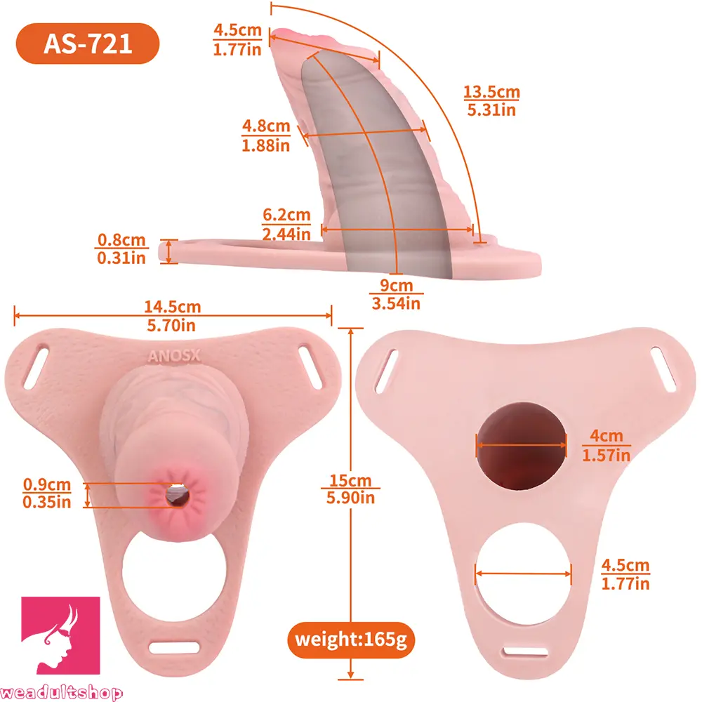 3.54in Silicone Soft Real Penis Cage Strap on Chastity Dildo With Lock