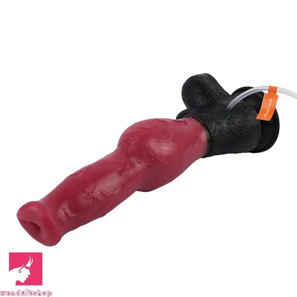 10.98in Dog Knot Ejaculating Inflatable Soft Silicone Dildo For Cock Sex