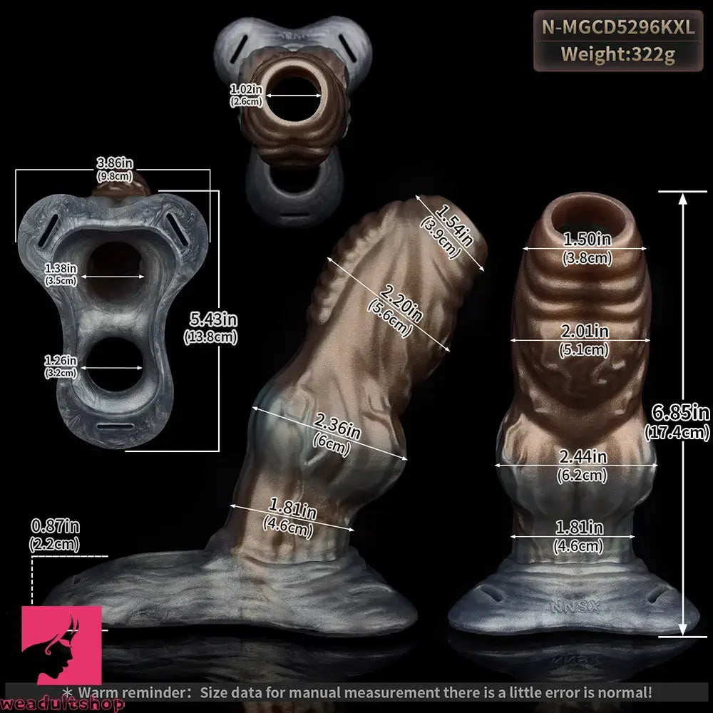 6.85in Monster Knot Strap on Hollow Silicone Dildo Sleeve For Adult Love