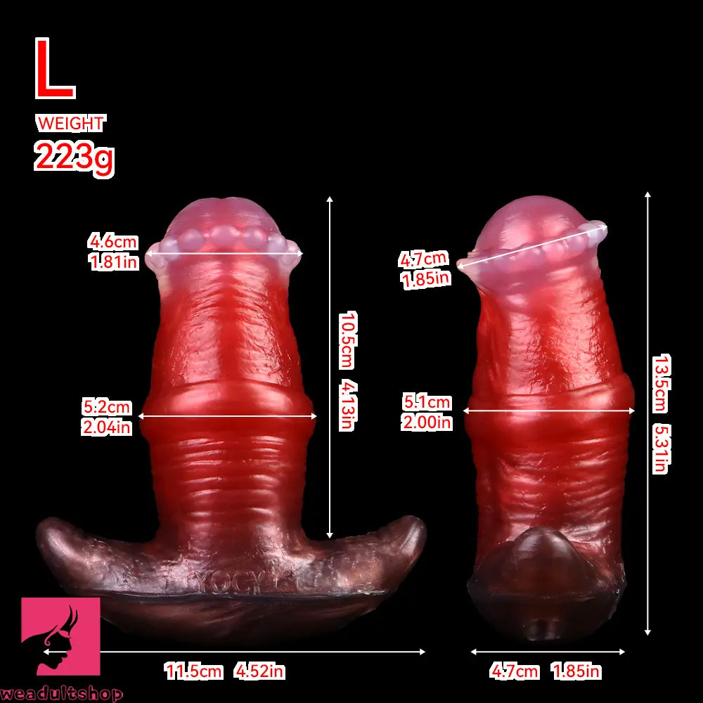 2.91in-8.85in Horse Cock Wearable Gag Fox Tail Vibrator Anchor Cock Dildo