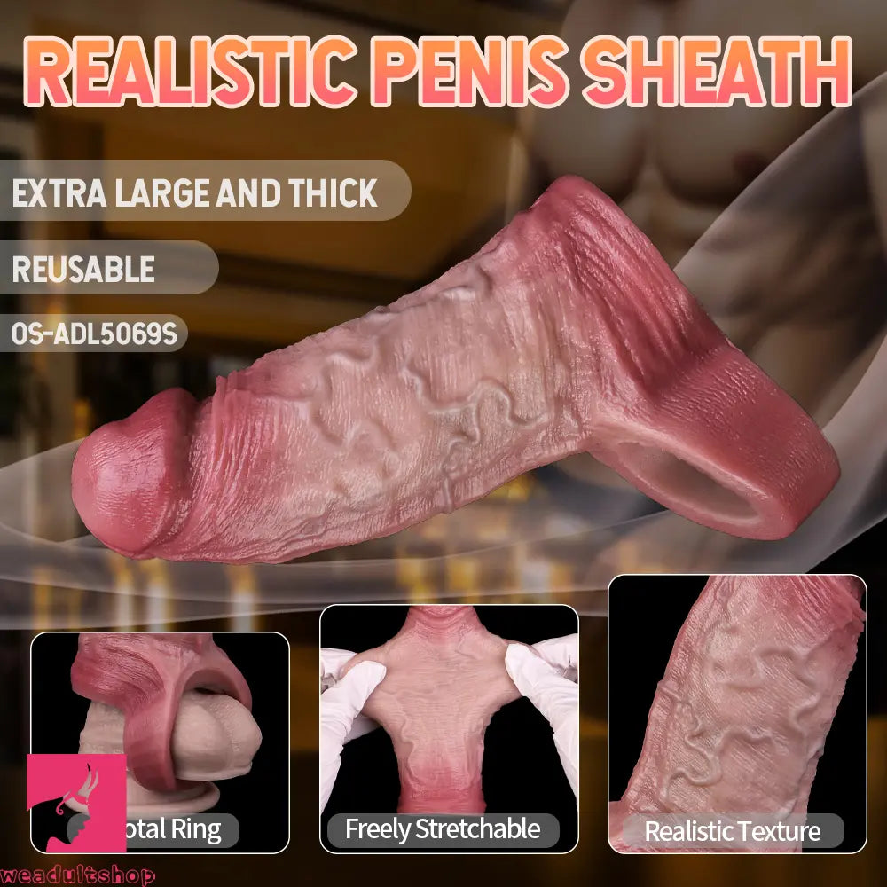 4.96in 6.42in Realistic Penis Cock Dildo Sleeve Extender For Women Clit