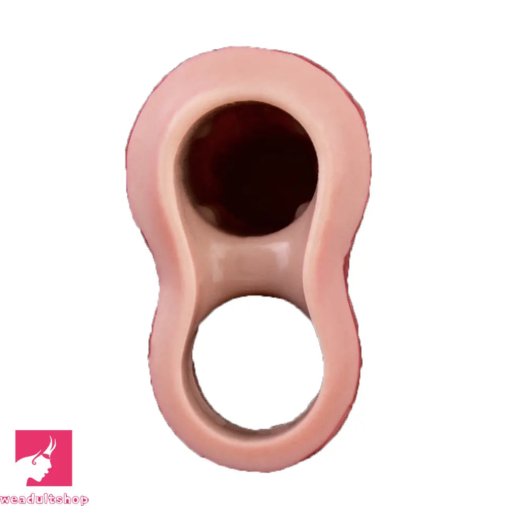 7.48in Vibrating Real Remote Silicone Hollow Dildo Sleeve Penis Extender