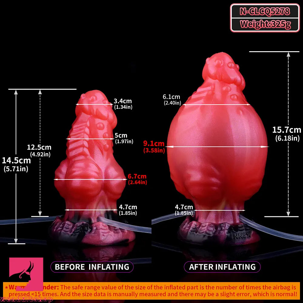 5.71in Fantasy Knot Spiked Silicone Soft Inflatable Spraying Water Real Dildo