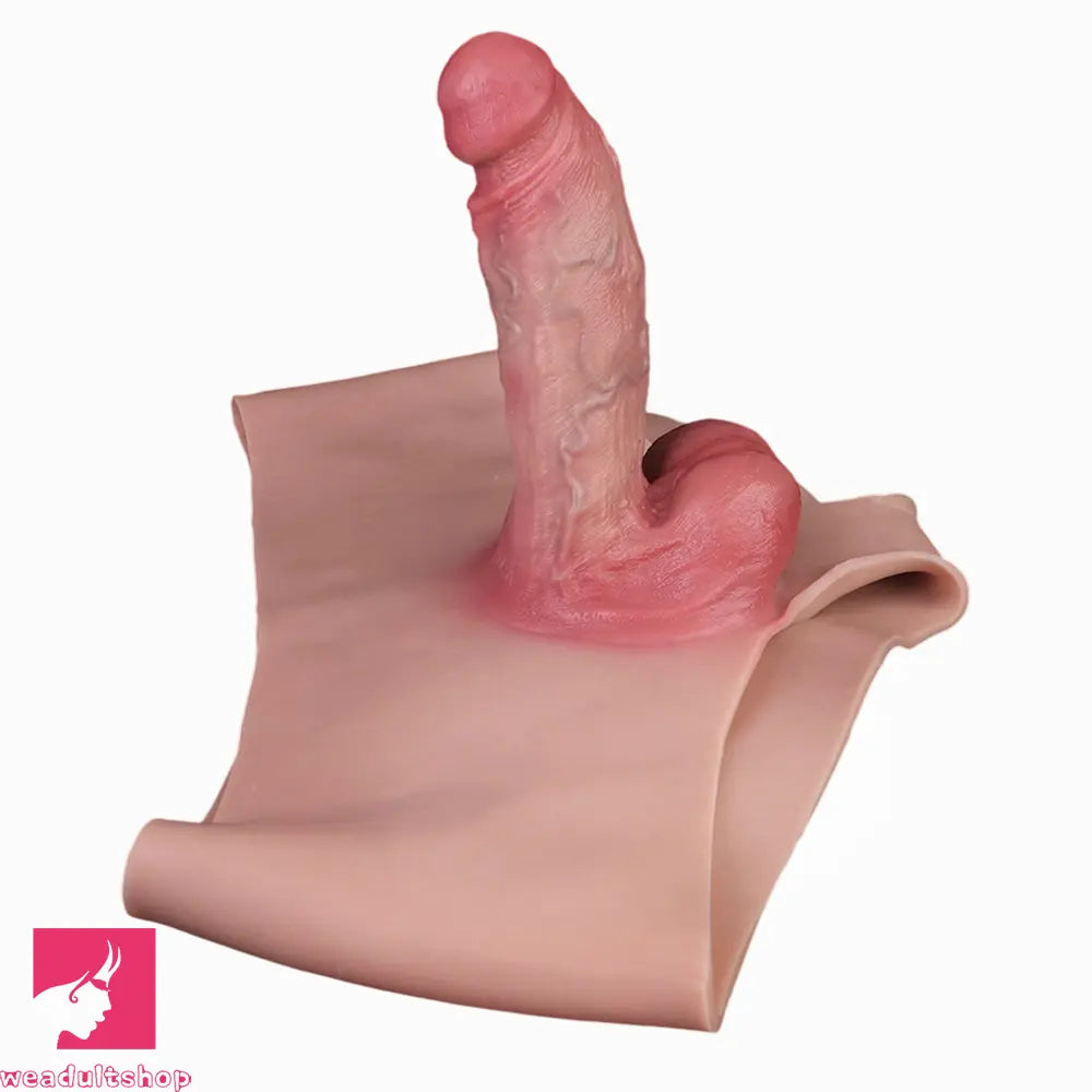 6.37in Wearable Silicone Dildo Pants Real Skin with Hollow Soft Penis Sleeve