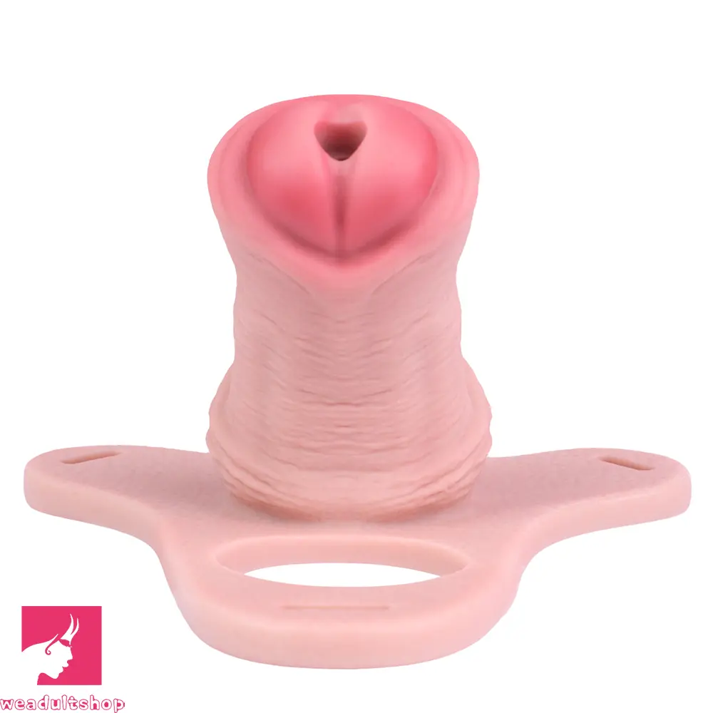 5.31in Silicone Horse Animal Penis Cage Strap on Chastity Dildo With Lock