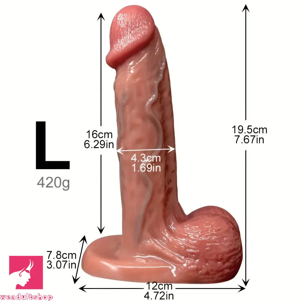5.51in 7.67in Wearable Feel Liquid Silicone Soft Strap on Dildo With Blue Veins