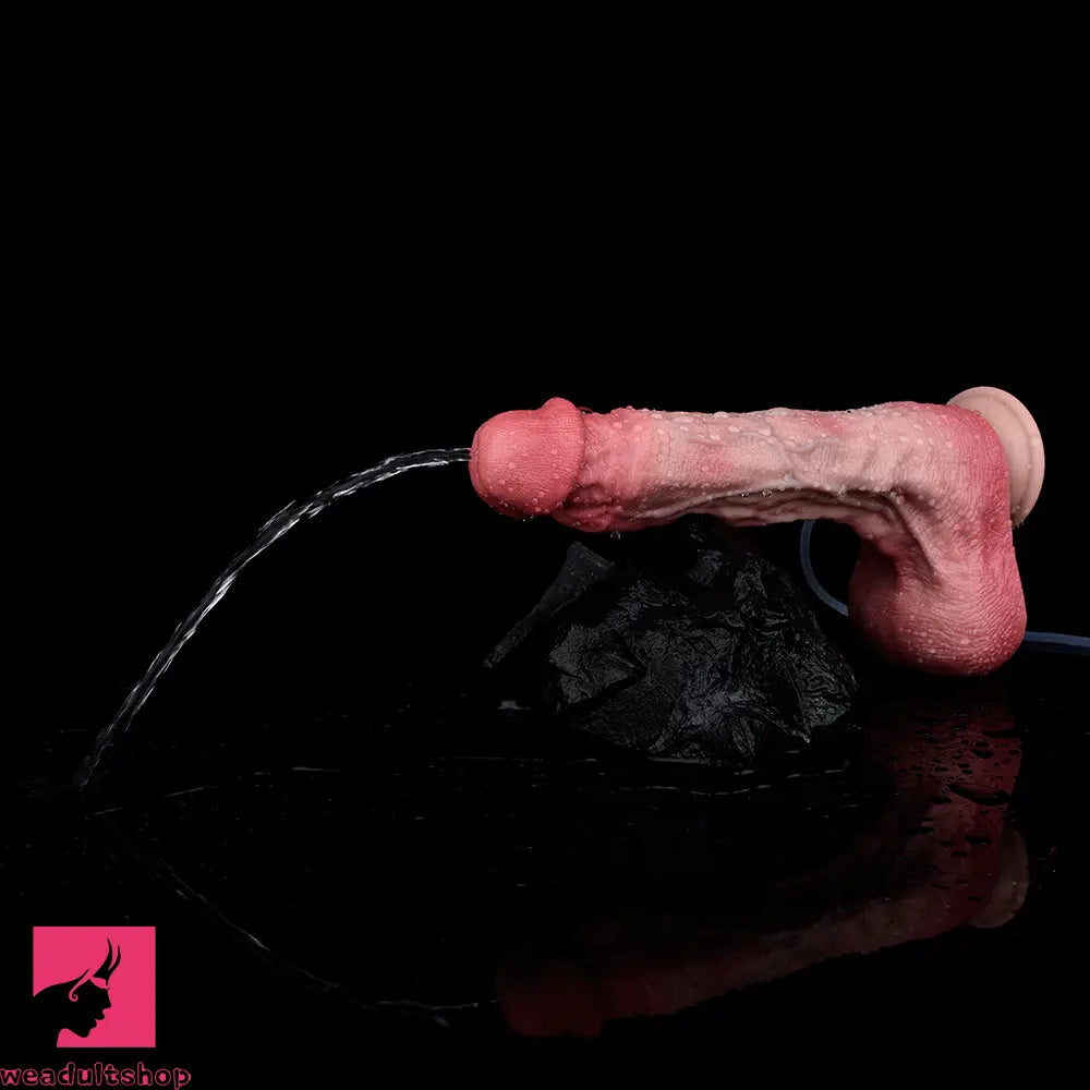 10.12in Couple Sex Game Toy Dual Density Silicone Ejaculating Real Dildo
