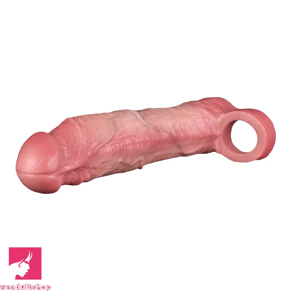8.11in Realistic Penis Silicone Soft Dildo Cock Sleeve Vibrating Remote Extender