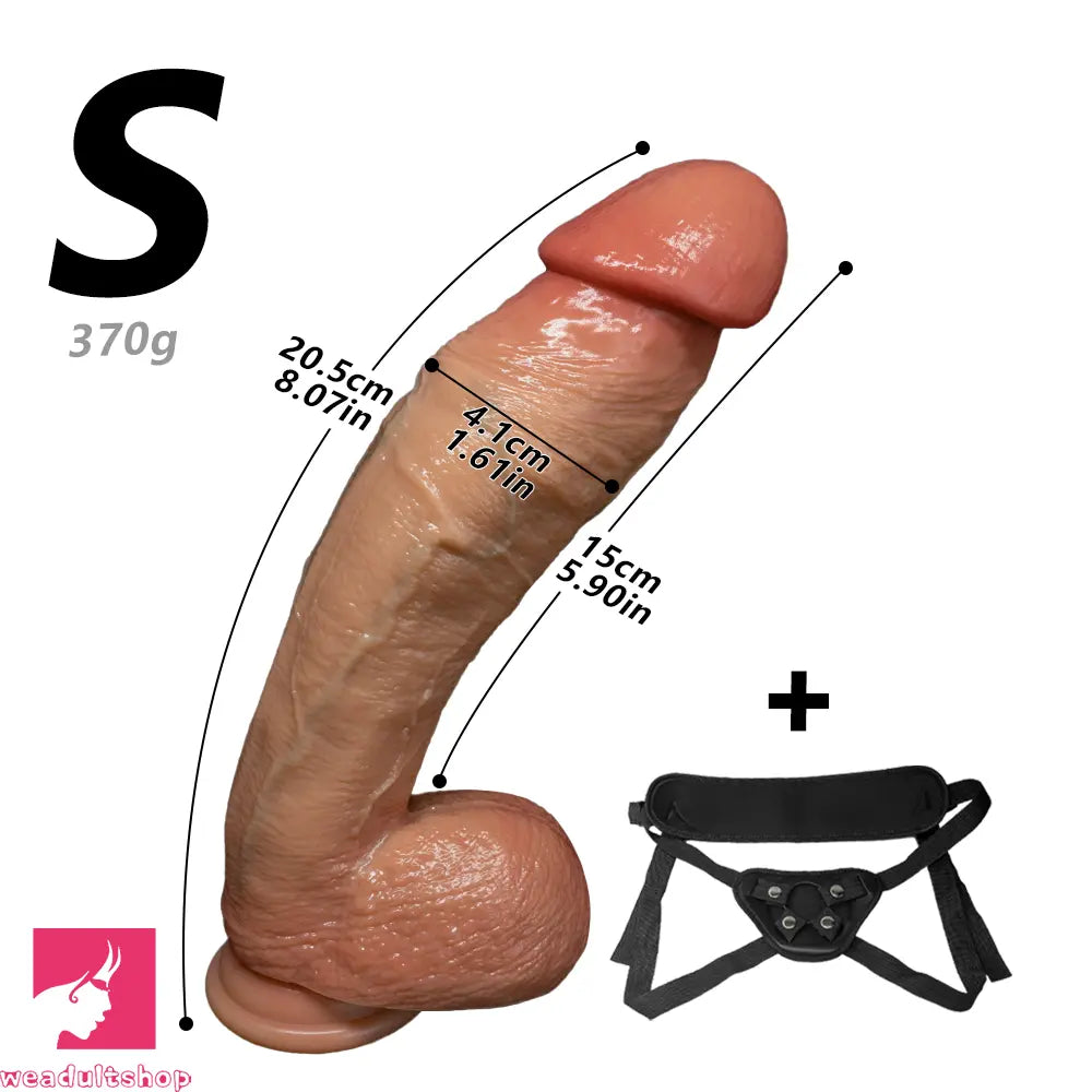 8.07in 11.02in 14.17in Curved Strap on Real Realistic Feeling Texture Dildo