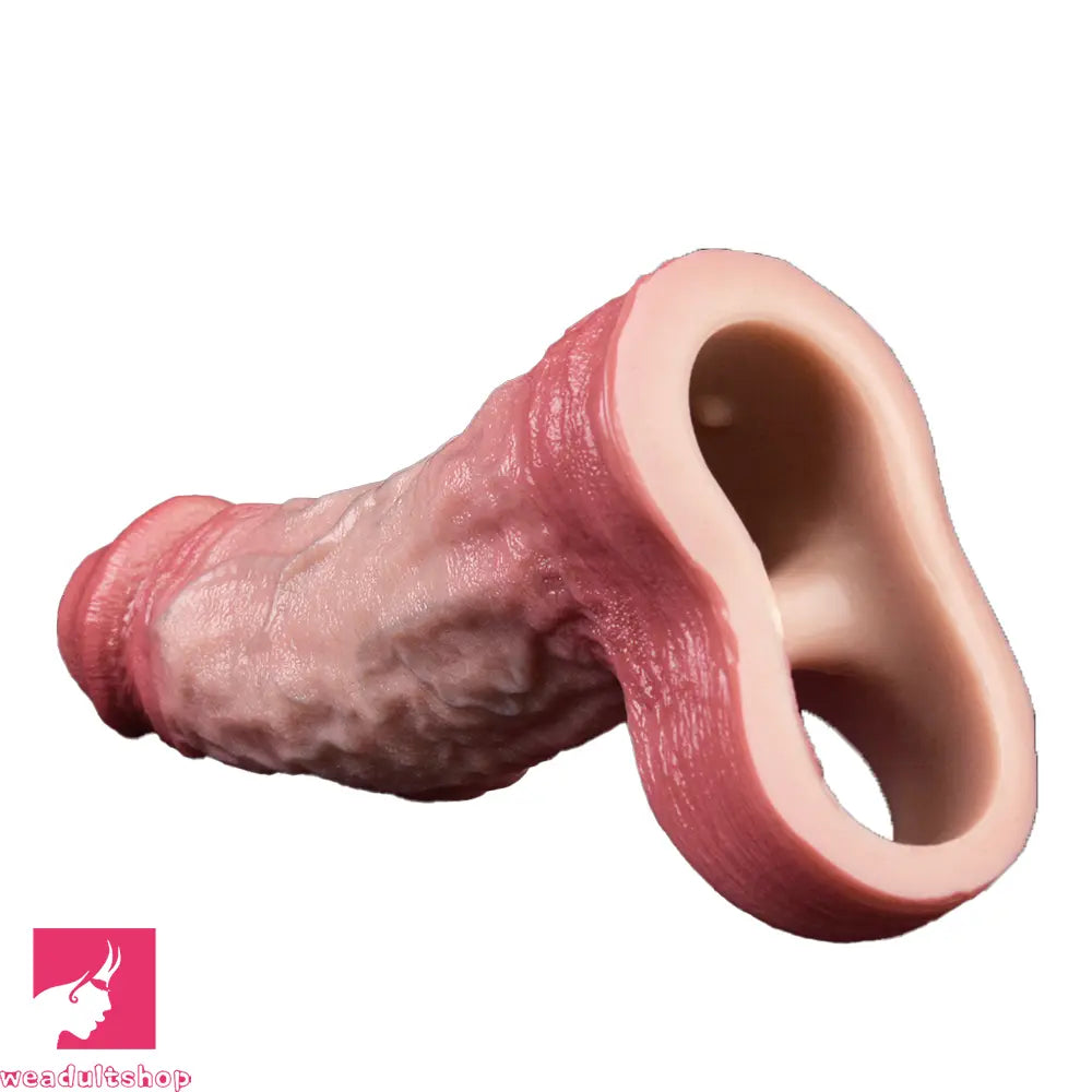 6.57in Vibrating Real Remote Silicone Hollow Dildo Cock Sleeve Extender