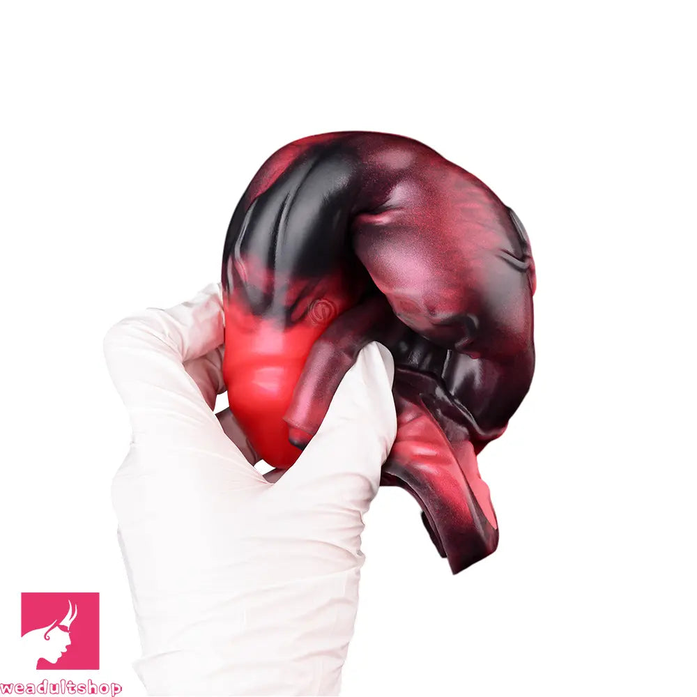 7.17in Silicone Animal Sleeve Knot Vibrating Hollow Dildo With Cock Ring