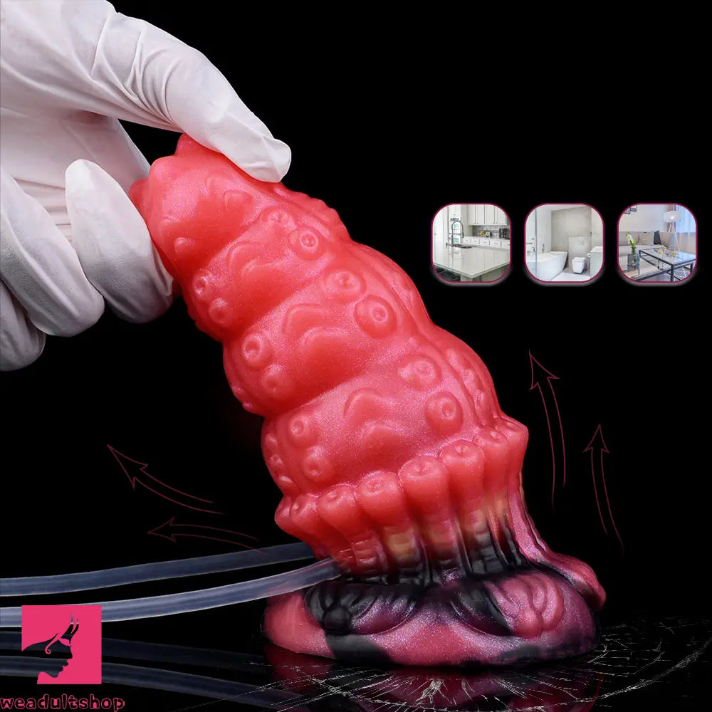 5.83in Fantasy Odd Silicone Soft Inflatable Spraying Water Dildo Butt Plug