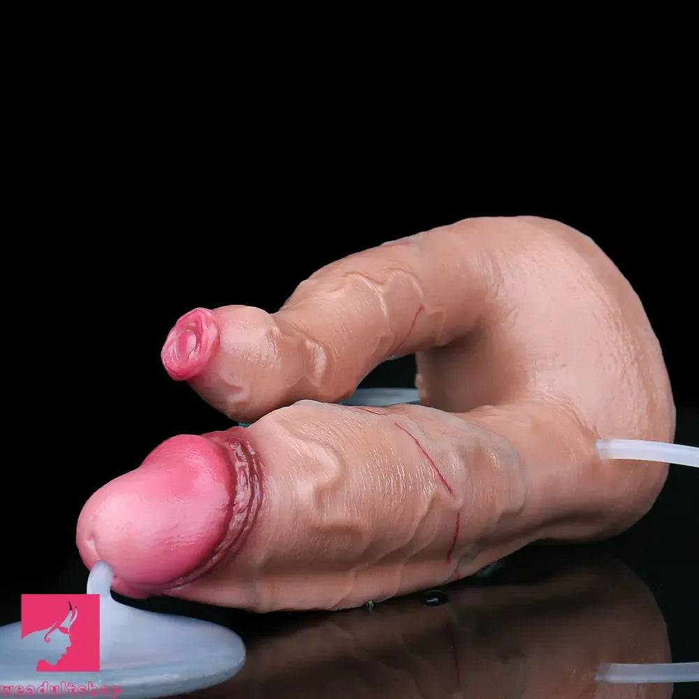 7.59in Double Density Silicone Soft Ejaculating Dual Ended Lifelike Cock Dildo