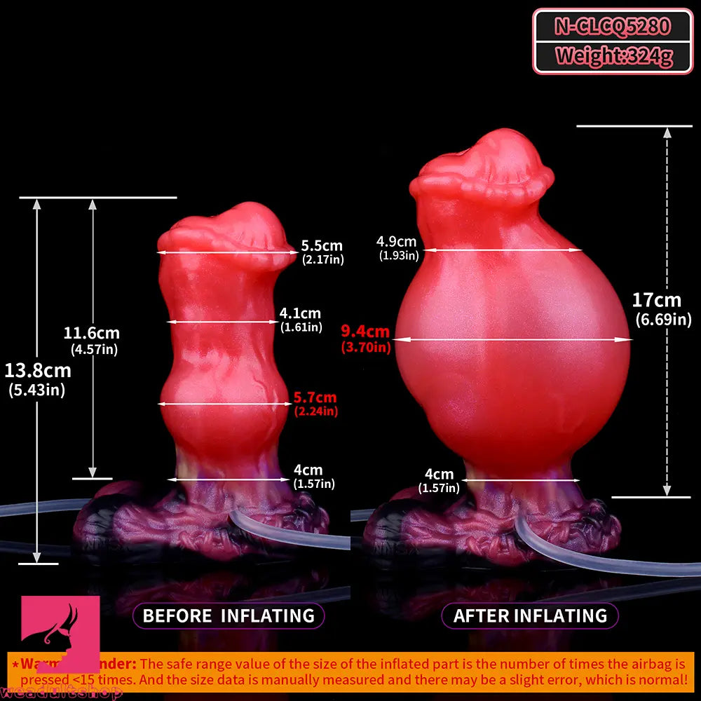 5.43in Fantasy Horse Knotted Silicone Flexible Inflatable Spraying Water Dildo