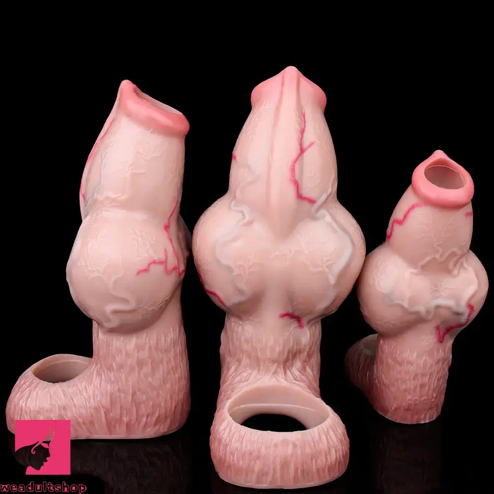 5.39in 6.73in 6.96in Dog Knot Penis Sleeve Dildo Reusable Cock Sleeve