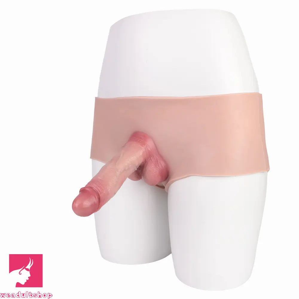 6.77in Hollow Penis Dildo Sleeve Silicone Soft Pants For Women Fucking