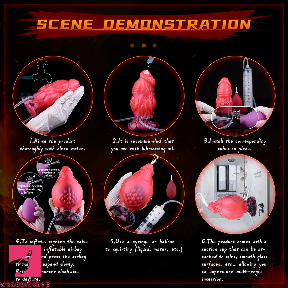 5.43in Fantasy Horse Knotted Silicone Flexible Inflatable Spraying Water Dildo