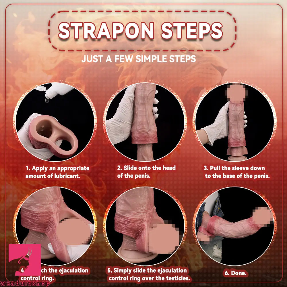 6.57in Vibrating Real Remote Silicone Hollow Dildo Cock Sleeve Extender